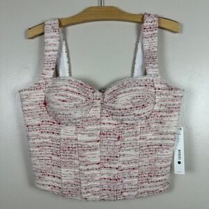 Aqua Women's Large‎ Corset Top Pink Tweed Bustier Sweetheart Clueless NEW